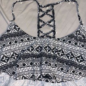 Black and White Halter Bikini Top